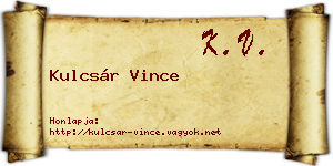 Kulcsár Vince névjegykártya